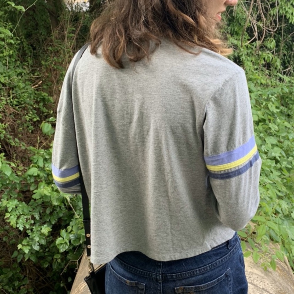 • long sleeve varsity striped cotton tee •